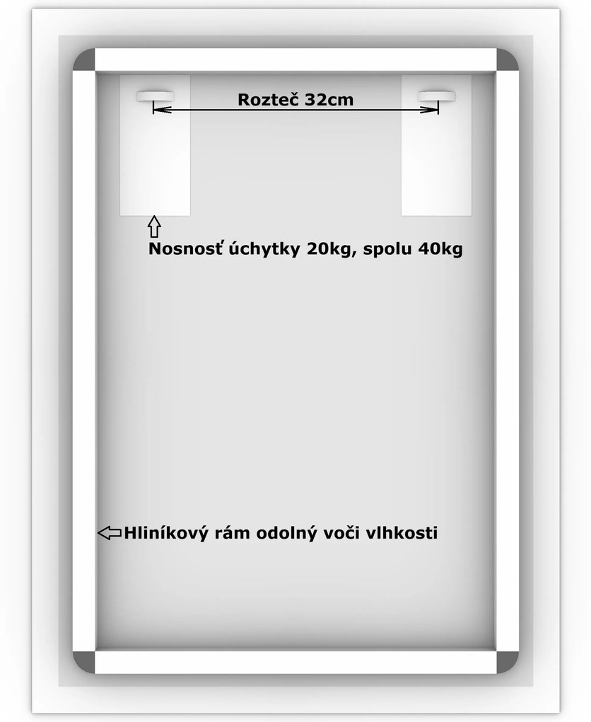 LED zrkadlo Classico 60x80cm teplá biela - wifi aplikácia