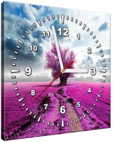 Obraz s hodinami Strom na fialovom poli 30x30cm ZP2034A_1AI