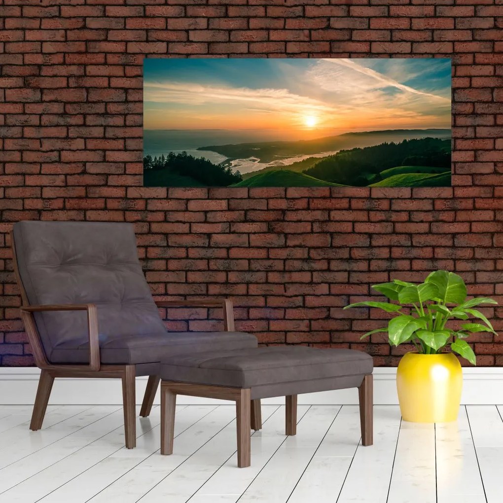 Obraz východu slnka nad morom (120x50 cm)