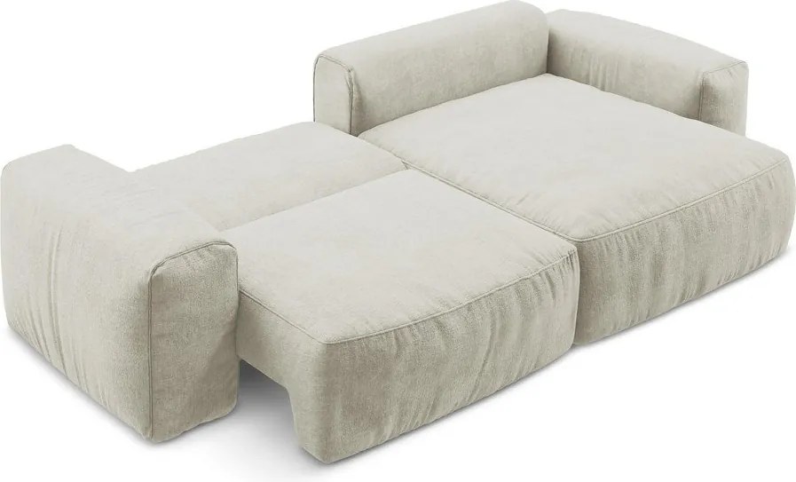 Béžová ženilková rozkladacia rohová pohovka (pravý roh/s leňoškou) Kuki – Makamii