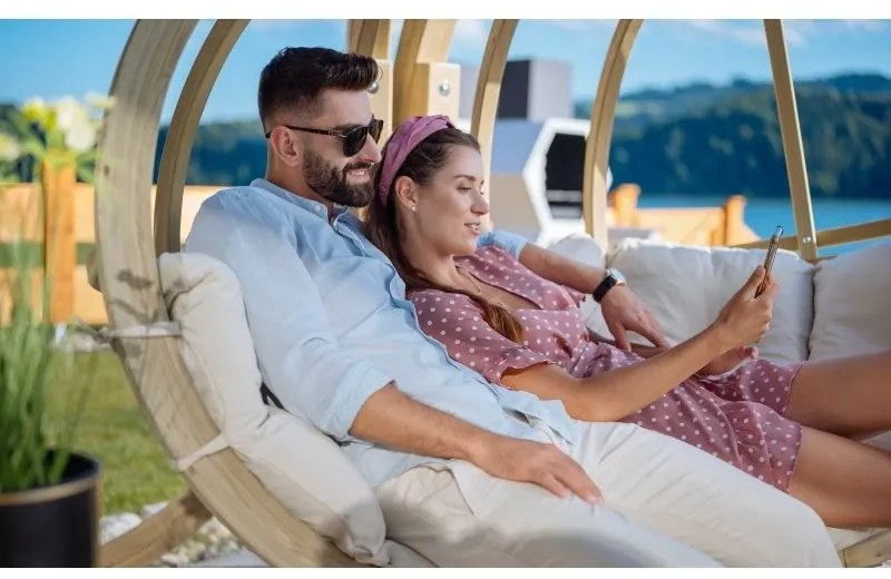 Dvojité závesné hojdacie kreslo O-Zone Premier Swing Pod zelené