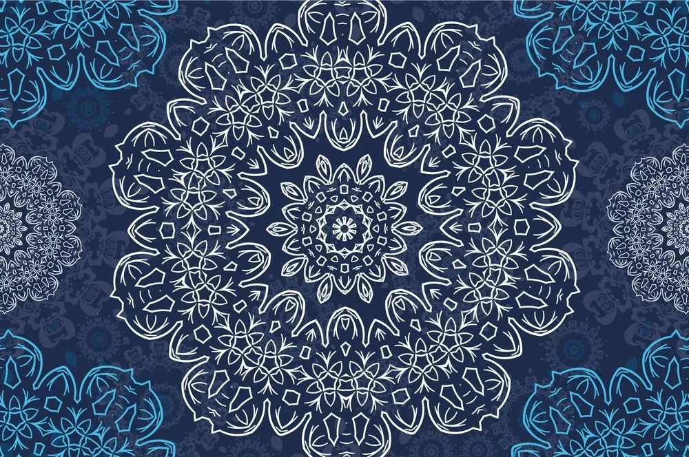 Tapeta modrá Mandala s abstraktným vzorom