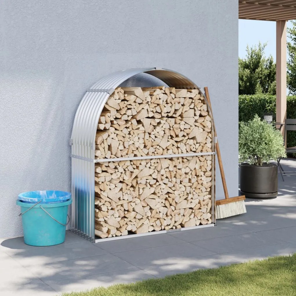 Držiak na polená strieborný 120x45x140 cm pozinkovaná oceľ