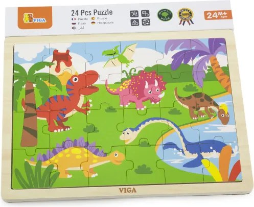 Puzzle na podstavci Viga 51460 24 dielikov - dinosaury