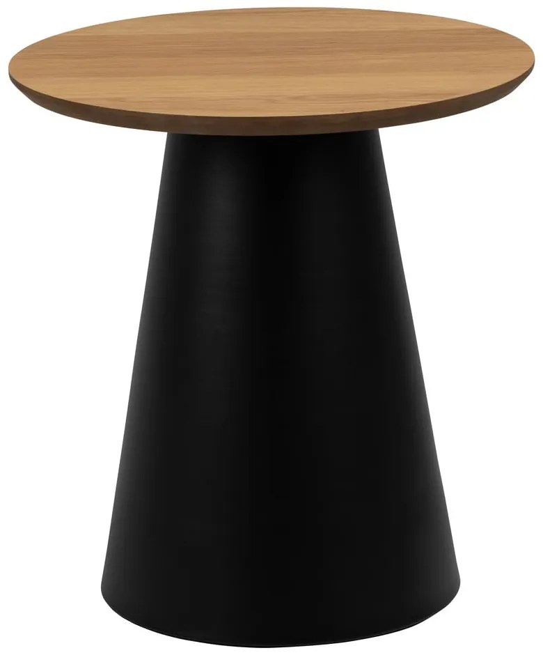 Čierno-prírodný okrúhly konferenčný stolík s doskou v dubovom dekore ø 45 cm Soli – Actona