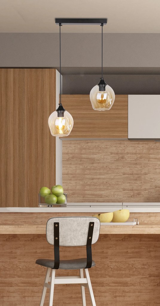 Candellux Čierno-hnedý závesný luster Aspa pre žiarovku 2x E27 32-00590