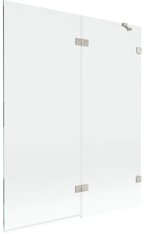 Mexen Lunar, 2-krídlová vaňová zástena pravá 140 x 150 cm, číre sklo, brúsená oceľ, 897-140-100-97-00-P