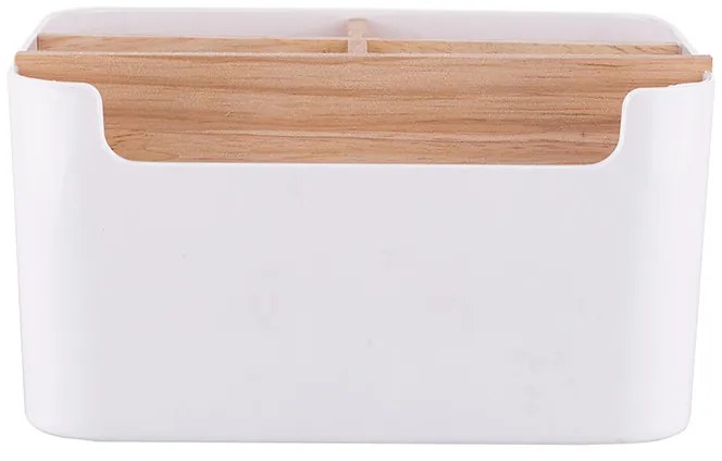 ALTOM Organizér s bambusovými prepážkami, biely OWELEK, 18x14x10