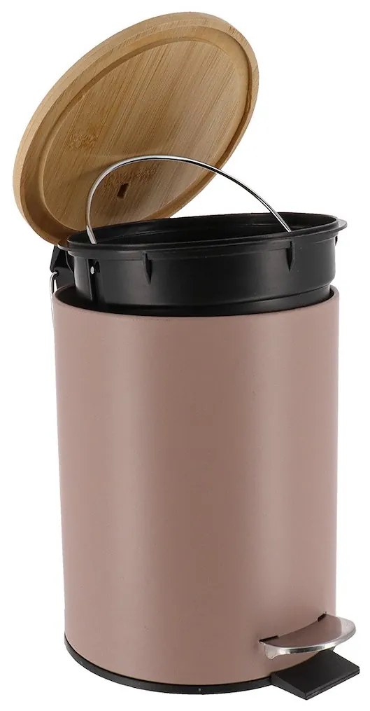TENDANCE Odpadkový kôš Timeless, béžová/s drevenými prvkami, 2,5 l