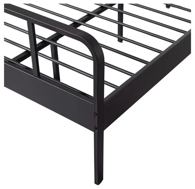Čierna kovová jednolôžková posteľ s roštom 120x200 cm Mees – WOOOD