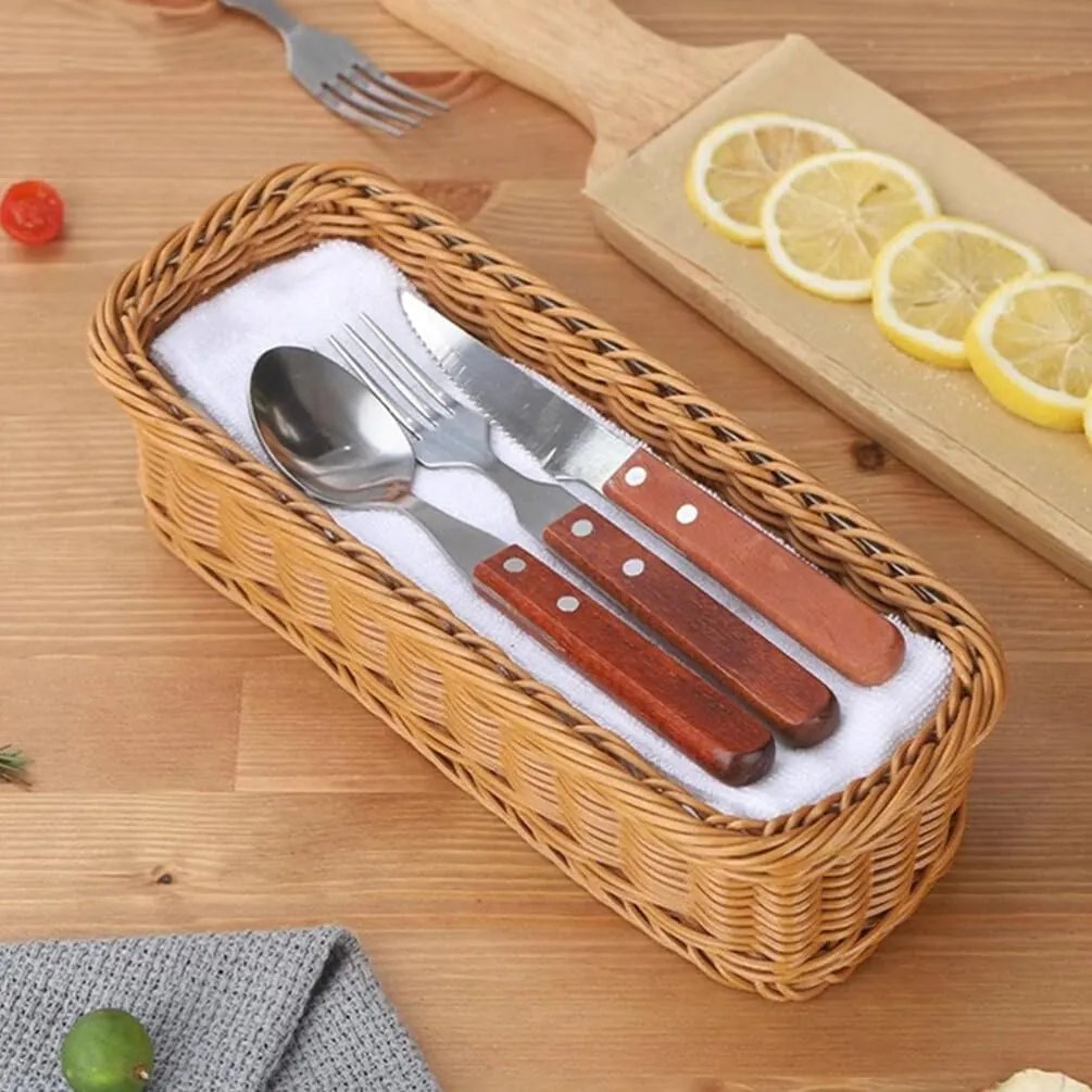 Kesper Prútený plastový košík, organizér na príbory WICKER 28 x 11,5 x 8,5 cm