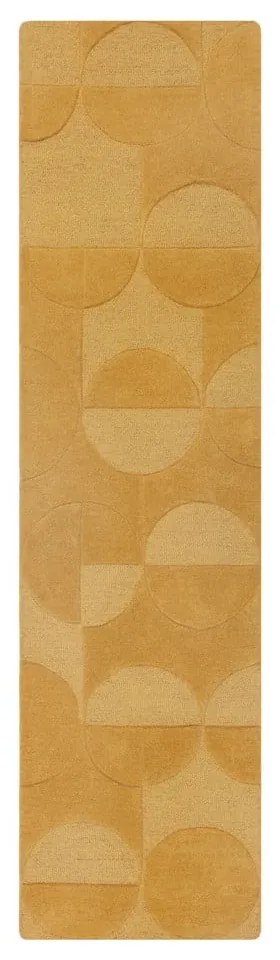 Okrovožltý vlnený koberec behúň 60x230 cm Gigi – Flair Rugs