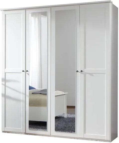 Sconto Šatníková skriňa CHASE biela, 180 cm, 2 zrkadlá