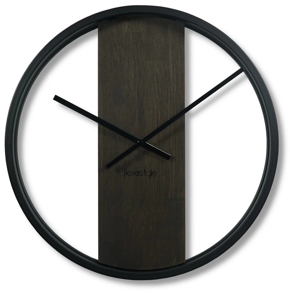 Dekorstudio Kovové hodiny s dubovým drevom LOFT OVAL wenge