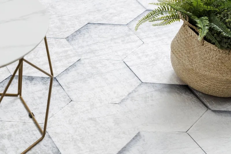 Dywany Łuszczów, Kusový koberec ANDRE Hexagon 3D 1180, 120x170, šedá, chodba / predsieň