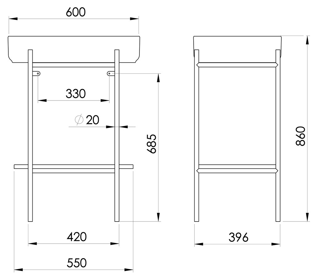Sapho Sapho, PUNO podstavec s umývadlom 600x860x396mm, zlatá mat, SKA590-5-01