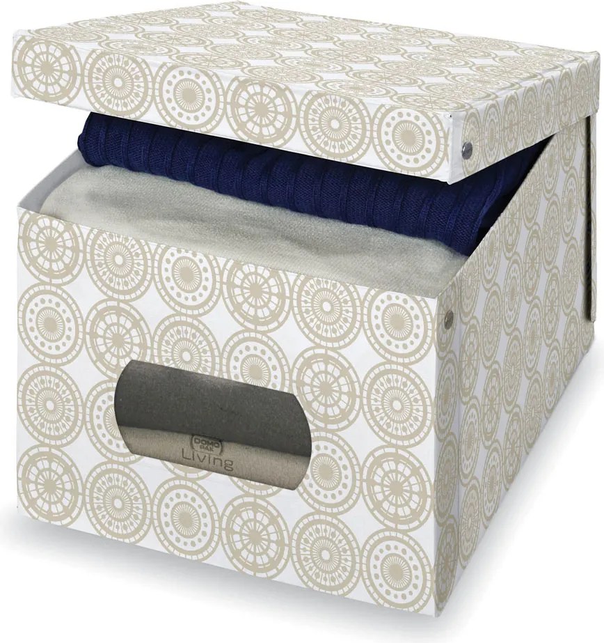 Domopak Úložný box s vekom ELLA béžový, XL