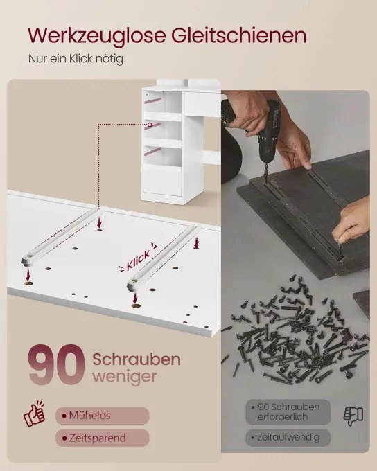 Toaletný stolík so zrkadlom a LED osvetlením RDT146WB01