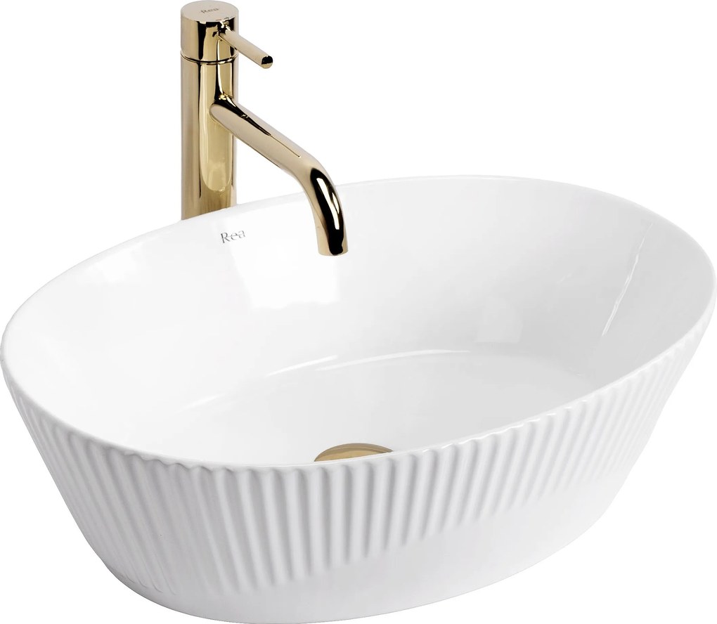 Rea Astoria, umývadlo na dosku 409x340x150 mm, biela lesklá, REA-U0641