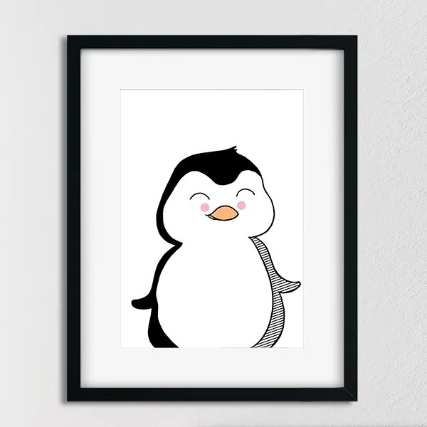 Plagát pre deti - Čiernobiely tučniak A3