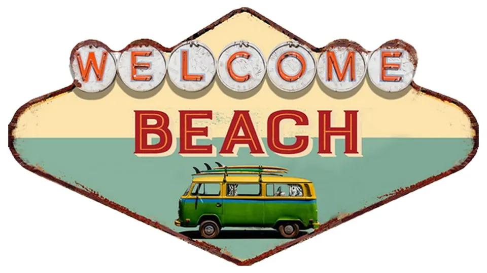 Kovová nástenná ceduľa Welcome Beach - 49*1*27 cm