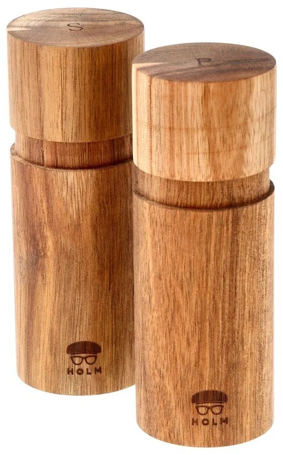 Drevená súprava mlynčekov na korenie a soľ 2 ks v prírodnej farbe – Holm