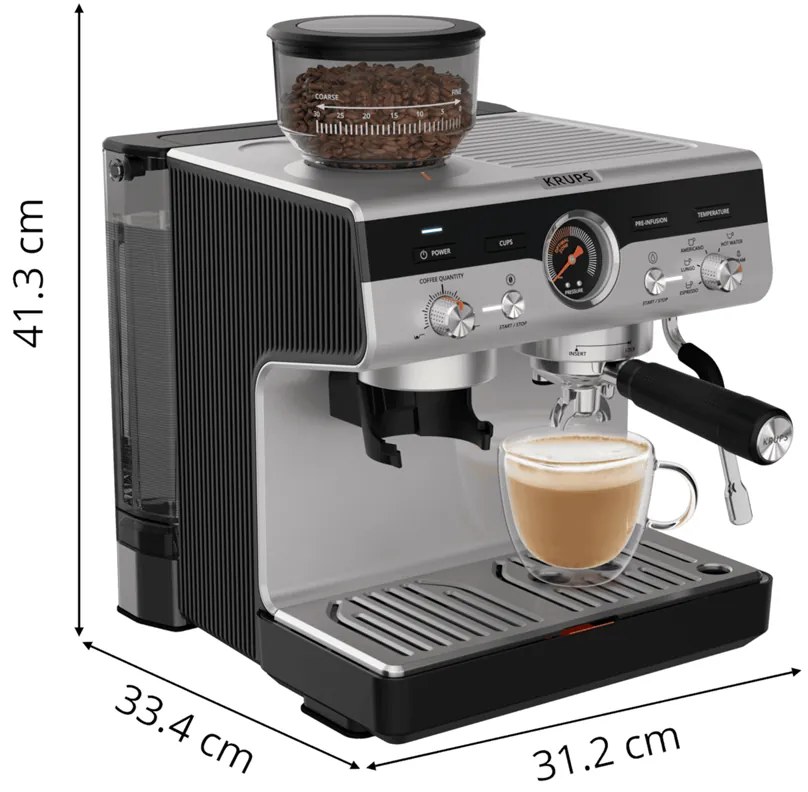 Pákový kávovar KRUPS Precision+ XP804T10 Hliníkový/Čierny