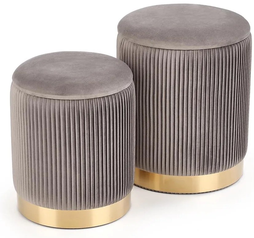 Taburetka 2 ks Monty šedá/zlatý