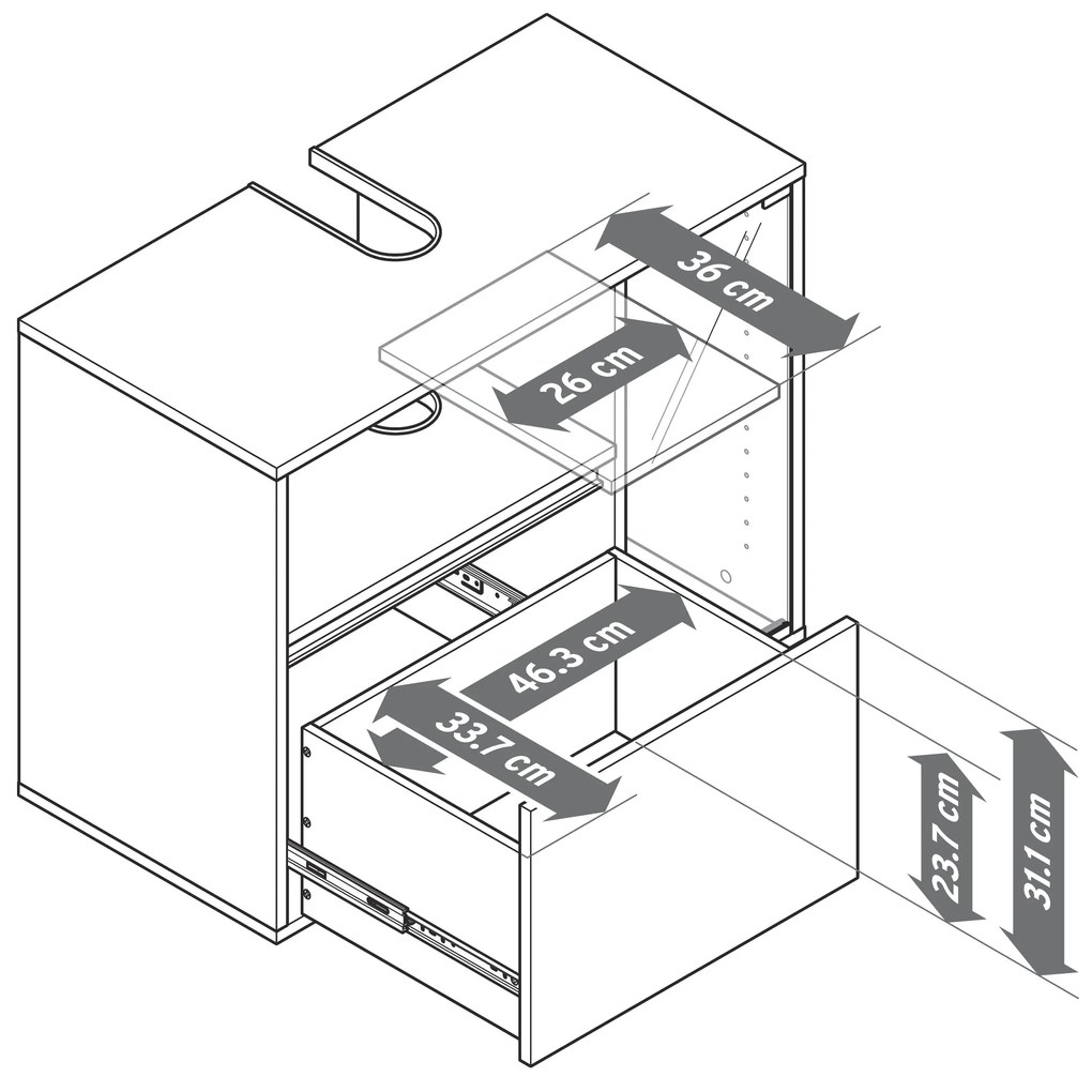 Skrinka pod umývadlo, kúpeľňa