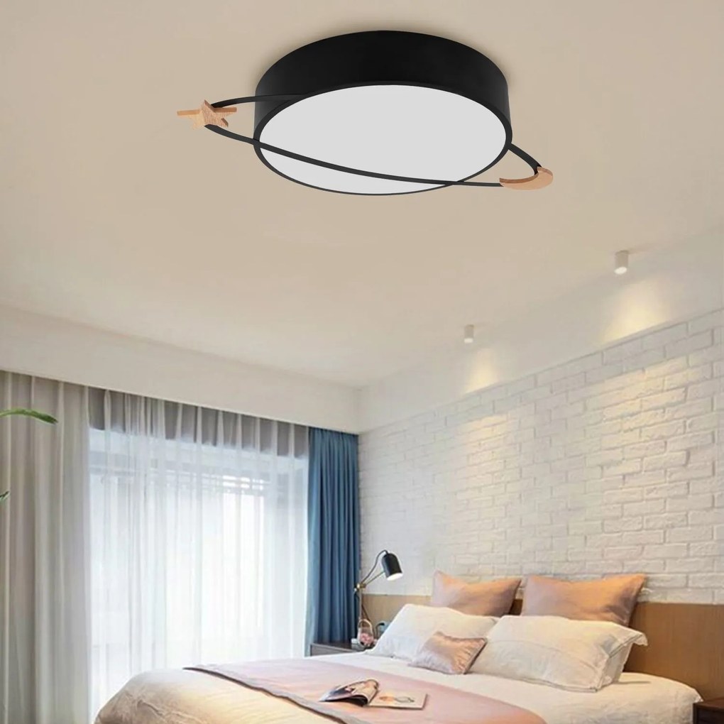 Toolight - Stropná lampa Moon Black E27 60W APP866-C, čierna, OSW-08961