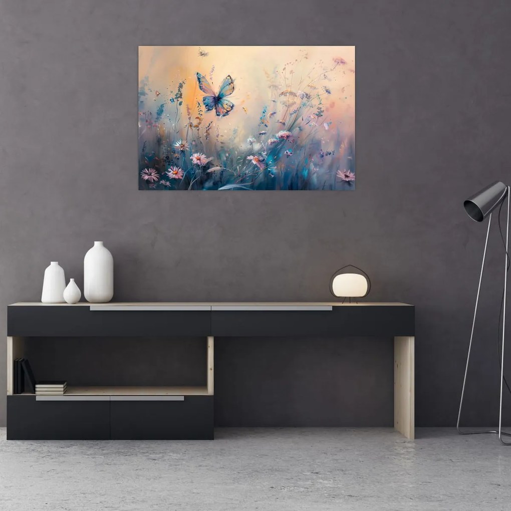 Obraz - Lúka s motýľom II. (90x60 cm)