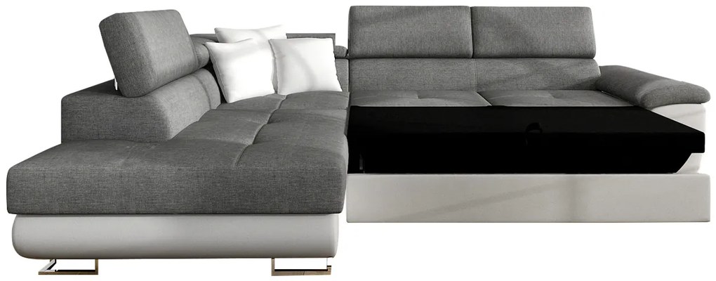 Rohová sedačka Alvin LED, Dostupné poťahy: Ekokoža Soft 011 (čierna) + Lux 06 + Ekokoža Soft 011 (čierna), Strana: pravá
