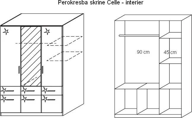 Šatníková skriňa Celle AN925-2128, biela