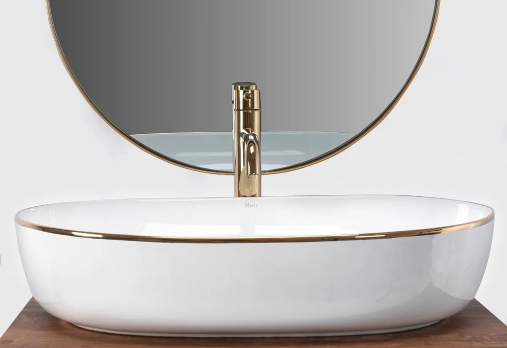 Keramické umývadlo na dosku REA CLEO White Gold Edge