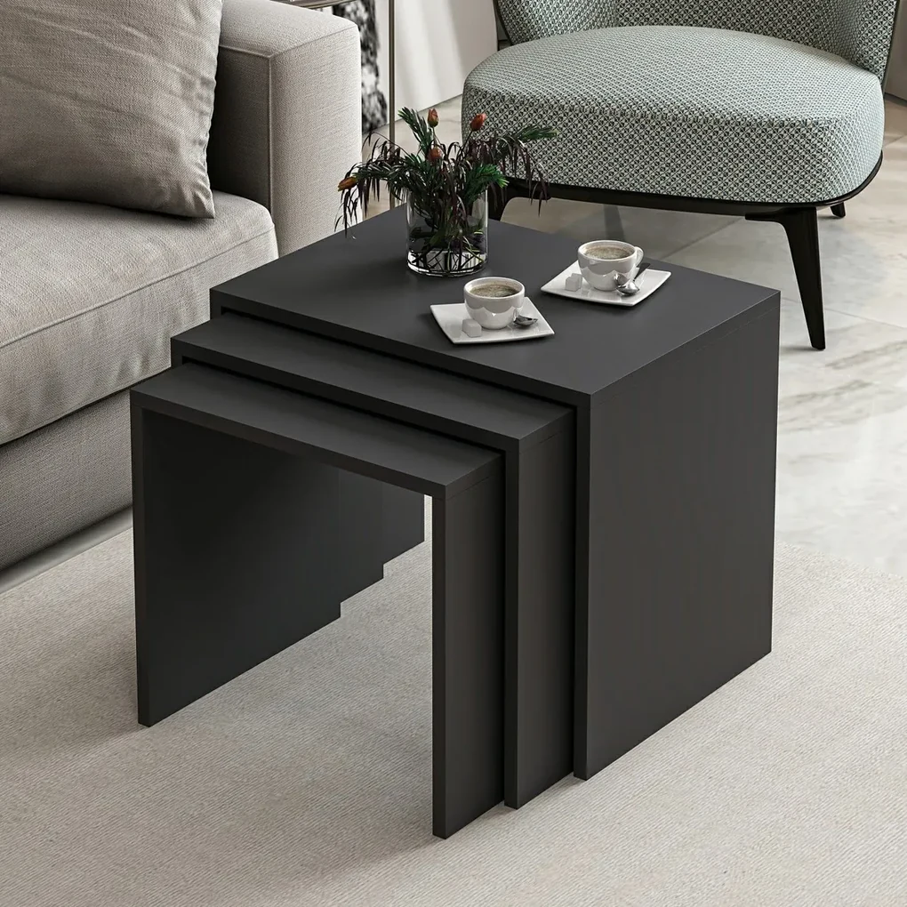 Skladací stôl Alya Anthracite, 3 ks