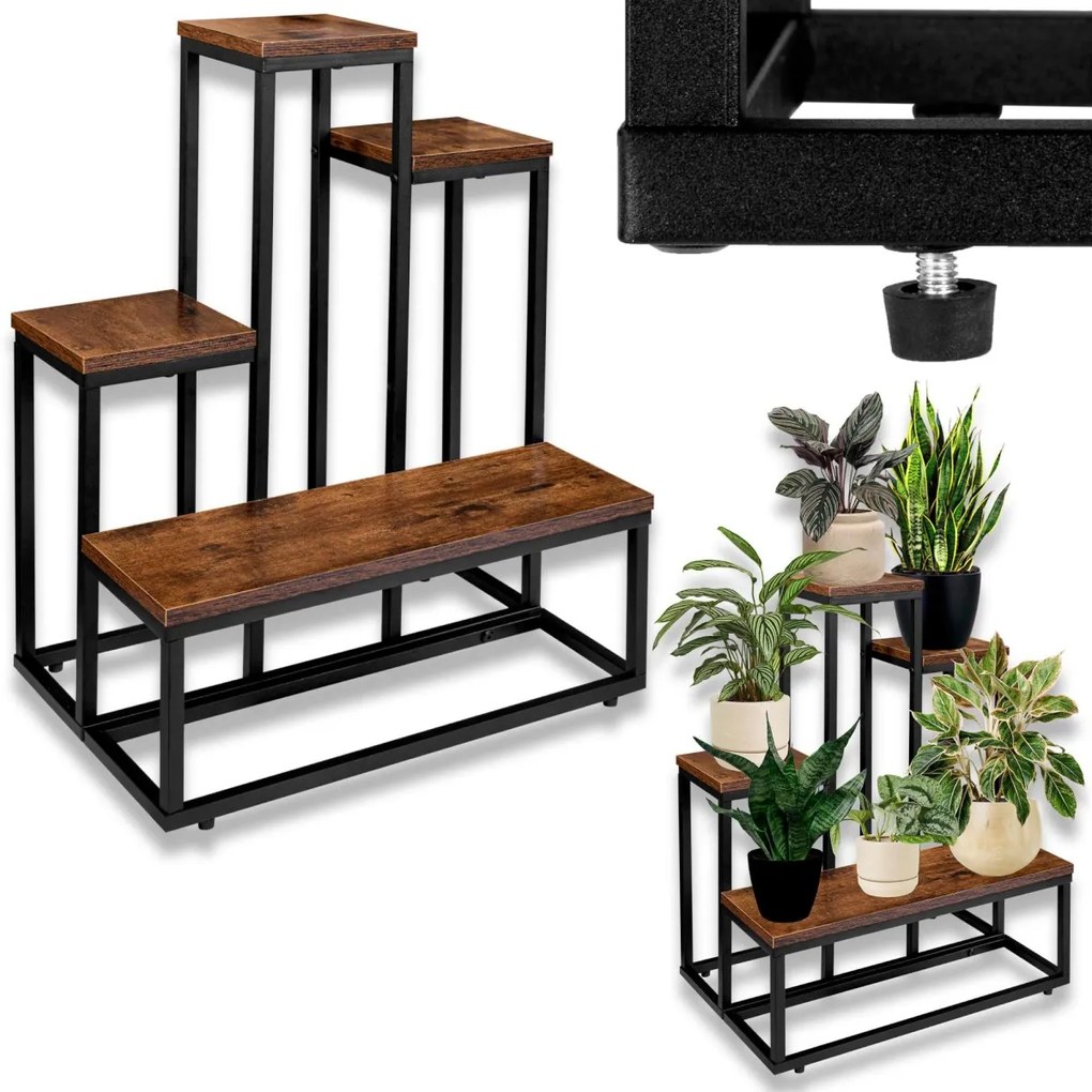 Kvetinový stojan ANTIRES hnedý/čierny