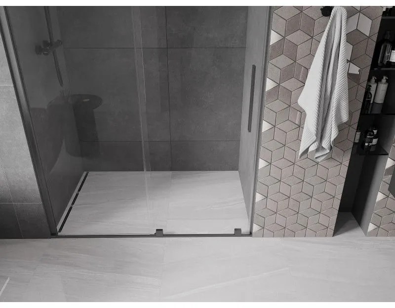 Mexen Velar, posuvné dvere do otvoru 150x200 cm, 8mm číre sklo, grafitová matná, 871-150-000-01-66