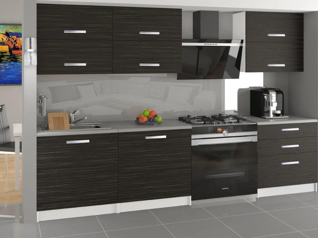 Kuchynská linka Belini 180 cm eben kráľovský s pracovnou doskou Primera2  TOR PRIMERA2/2/WT/HK/0/B1