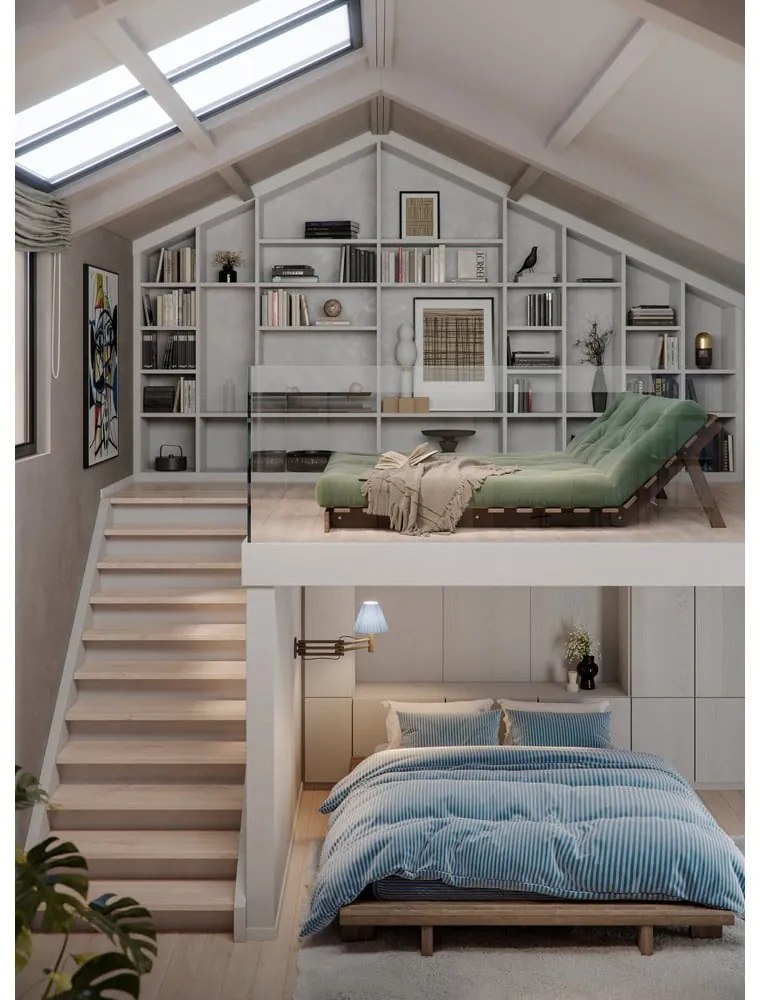 Biela/svetlo modrá rozkladacia pohovka 140 cm Roots - Karup Design