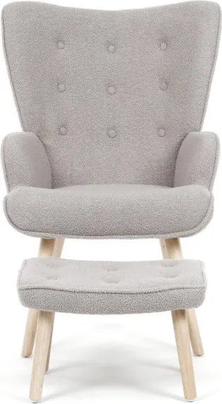 Kreslo sivé bouclé s podnožkou AK-319 GREY2
