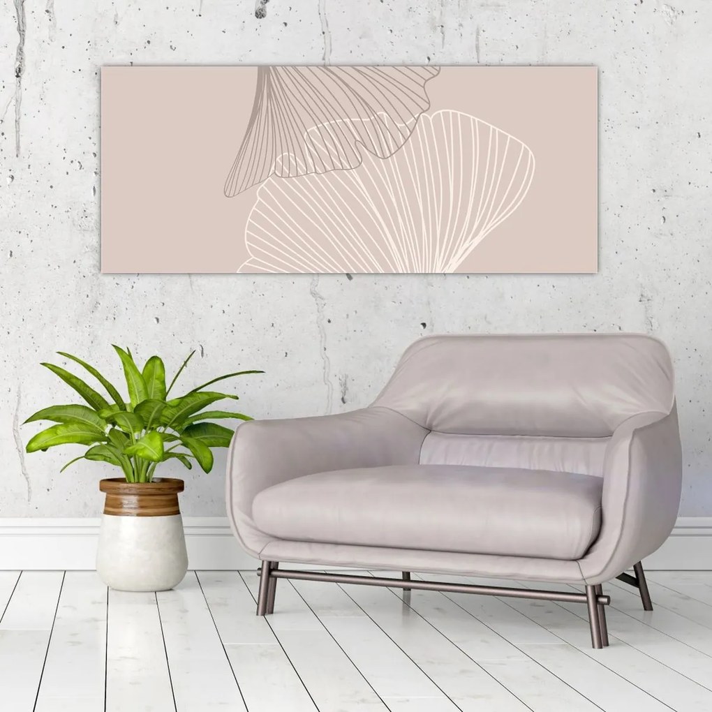 Obraz - Béžové listy N⁰2 (120x50 cm)