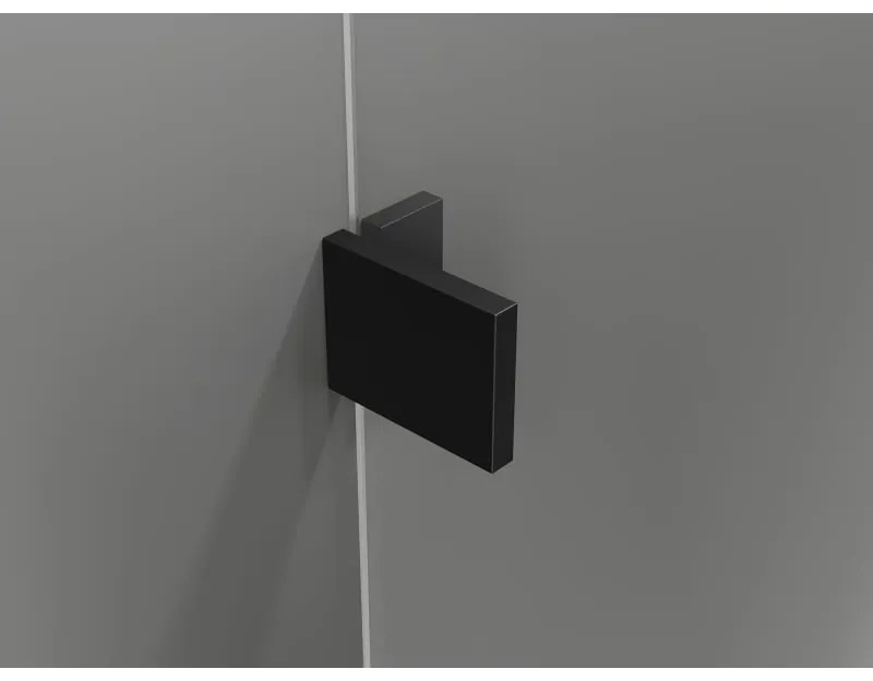 Mexen Lunar-F, 1-krídlový sprchový kút so skladacími dverami, pravý, 80 x 80 cm, 8mm číre sklo, čierny profil, 836-080-080-70-00-P