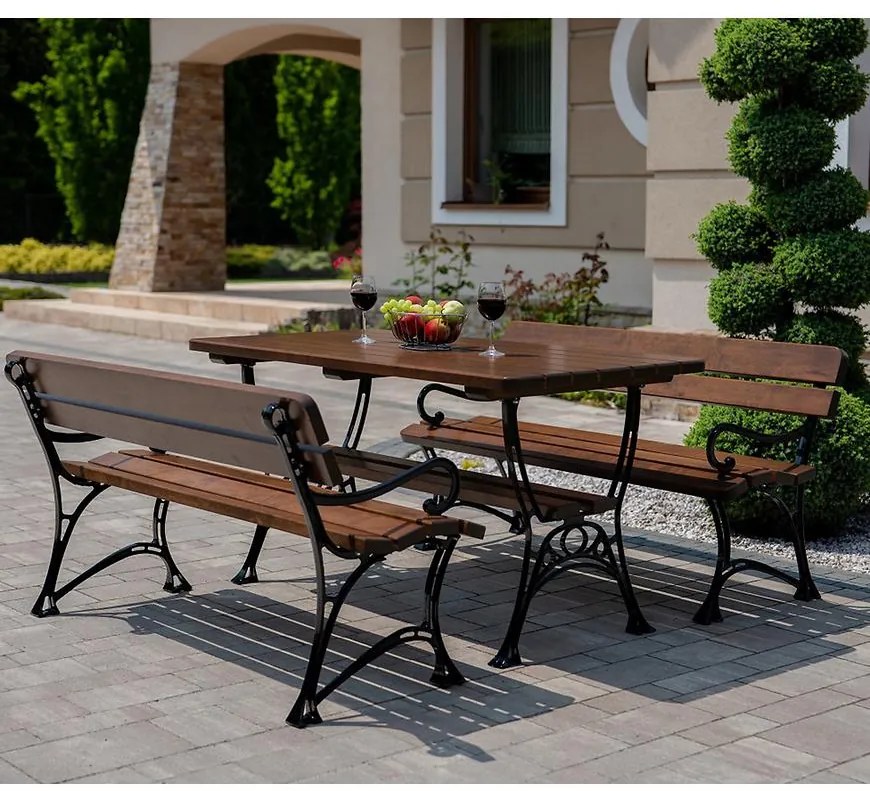 Záhradný komplet Kráľovský 2 s lakťovými opierkami orech