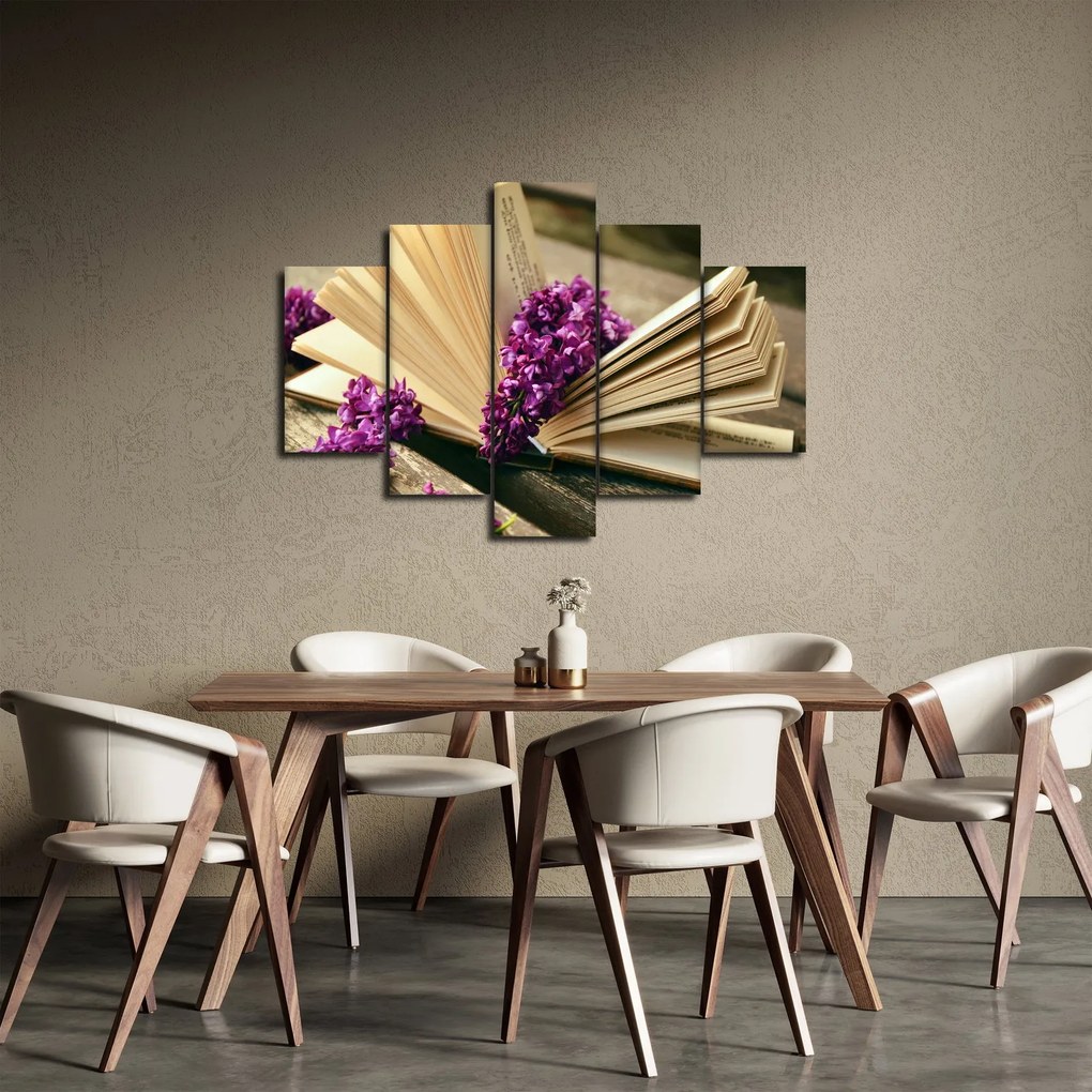 Obraz knihy s levanduľou (150x105 cm)