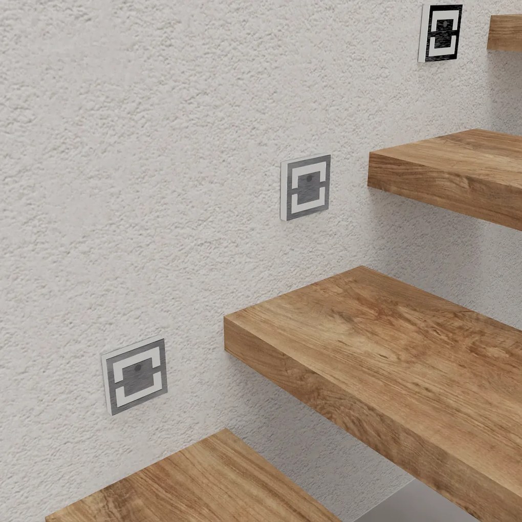 Schodiskové LED svietidlo Quadro, 1x LED 0,6w, 4000k, s, pohybový senzor