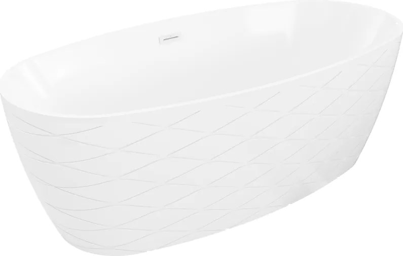 Mexen Olea, voľne stojaca vaňa 170 × 80 cm, biela lesklá, biely prepad, 52821708000-20