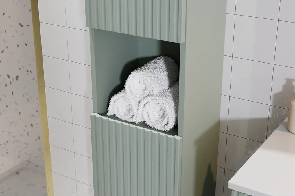 Comad Doplnková kúpeľňová skrinka vysoká Line Reed Green 30 trstinovo zelená