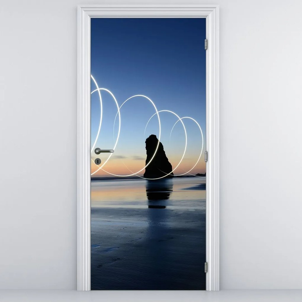 Fototapeta na dvere - Pláž pri západe (95x205cm)