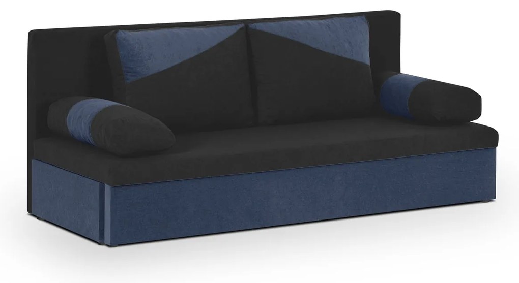 Pohovka pre 3 osoby s funkciou spania ROLO Čierna námornícka modrá