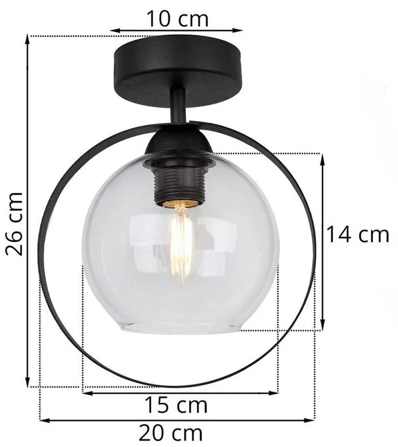 Stropné svietidlo Haga Ring, 1x transparentné sklenené tienidlo